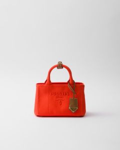 Borsa Prada Jardinière mini in canvas di cotone-Rosso-Normal