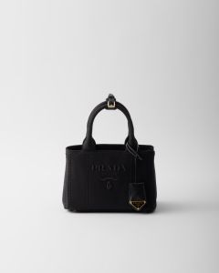 Borsa Prada Jardinière mini in canvas di cotone-Nero-Normal